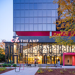 A building with a sign on it.